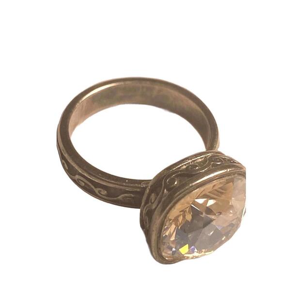 Brighton Vintage Silver Statement Ring with Large Crystal - Picture 7 of 9